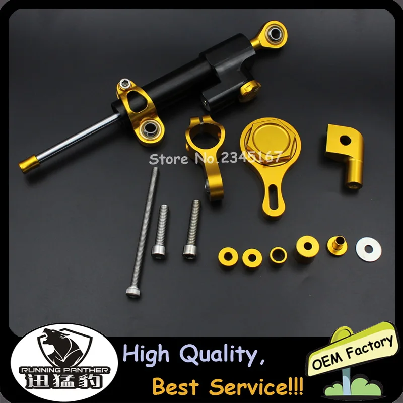 Black Bracket Damper CNC Алюминиевые Регулируемые мотоциклы рулевая стабилизация демпфер кронштейн крепление для YAMAHA YZF R6 2006- с инструкцией изображение - Цвет: Black Bracket Damper