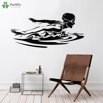 

YOYOYU Wall Decal Female Swimmer Wall Sticker Vinyl Wall Mural For Swimming Pool Swimming Poster 40 Colors Available QQ227