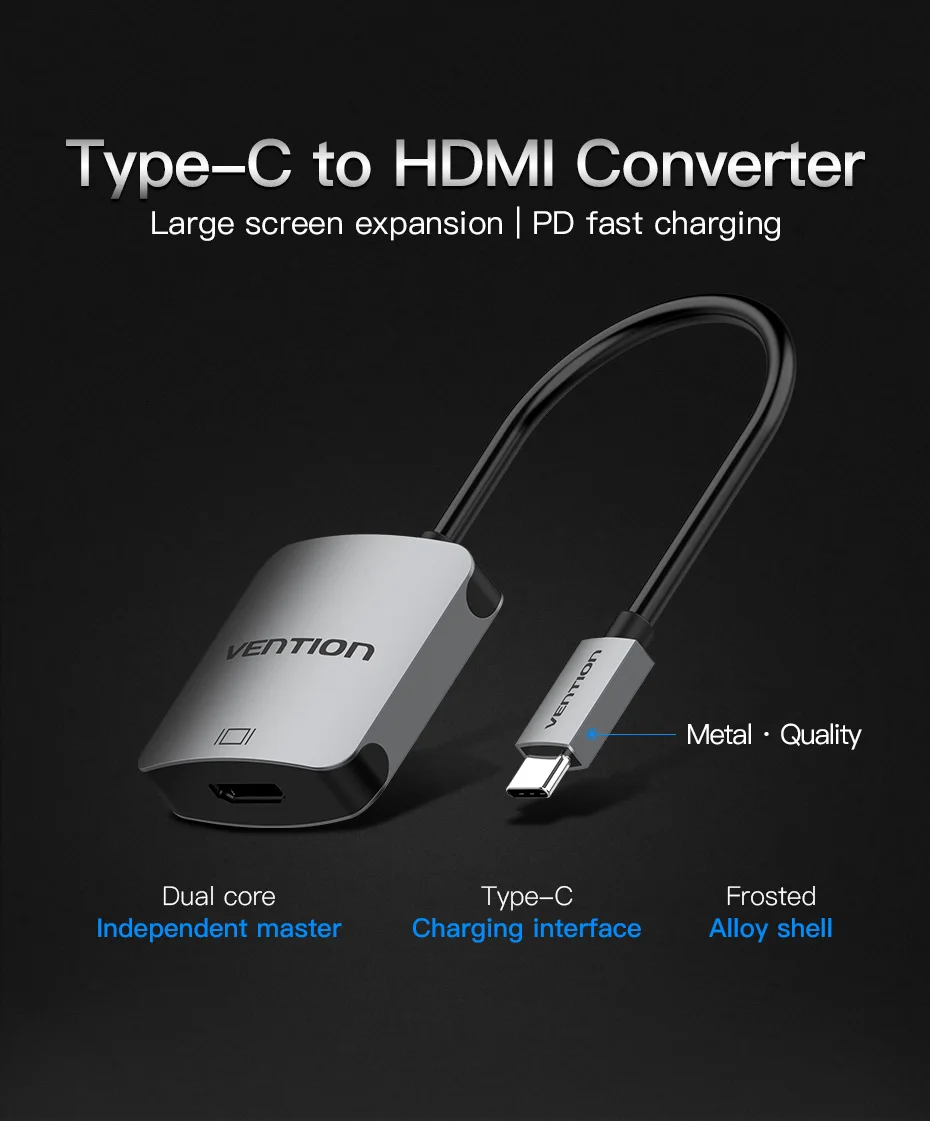 Vention USB C HDMI кабель type C к HDMI Thunderbolt 3 адаптер для MacBook samsung Galaxy S9/S8 Note 9 huawei P20 Pro USB-C HDMI