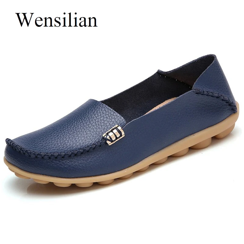 

Women Casual Ballet Flats Genuine Leather For Women Summer Comfortable Loafers Slip On Moccasins Femme Shoes Zapatos Mujer