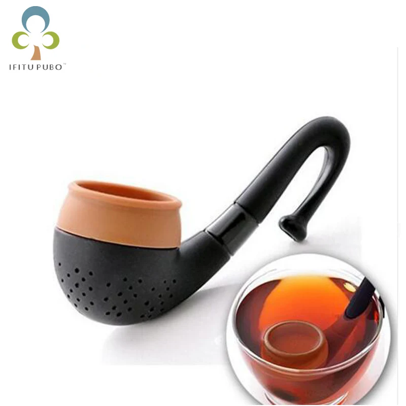Creative Silicone Tea Strainer Teapot Tobacco Pipe Shape Tea Infuser