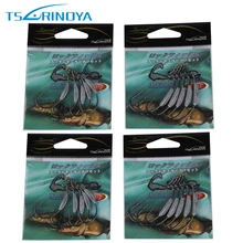 Tsurinoya 20 штук приманки рыболовные крючки черные никель бас рыболовный крючок под червя рыболовный крючок для мягкой приманки Рыбалка двойной размер 1#+ 2