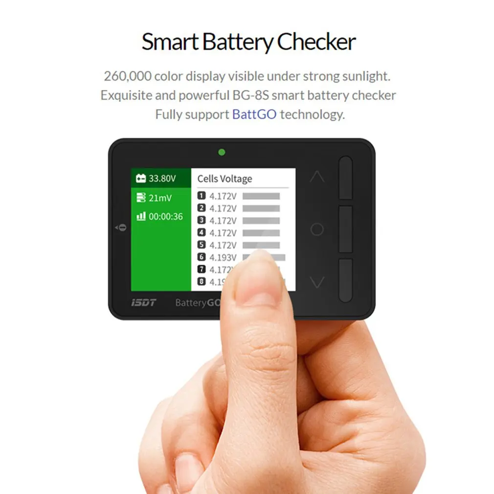 

ISDT About Battgo Bg-8s Smart Battery Checker Balancer Receiver Signal Tester And Protecocol Analysis Quick Charge Function