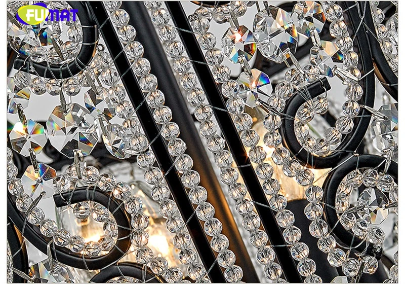 FUMAT Crystal K9 Pendant Lamps Anchor Crown Form Lights Iron Flower Crystal Clear Gold Black Lighting Body hanging light fixture 8