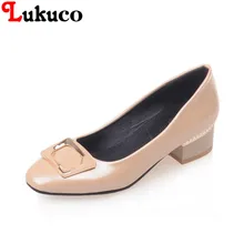 2017 Big EUR size 43 44 45 46 square heel square toe shoes sequined design spring elegant lady high-ranking patent leather shoes
