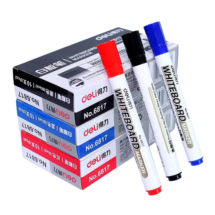 Deli 2.0 mm Black Blue Red Low-Odor Fast Dry Markers Easy Erase Whiteboard Marker Pen Children Drawing Office School Stationary (8)