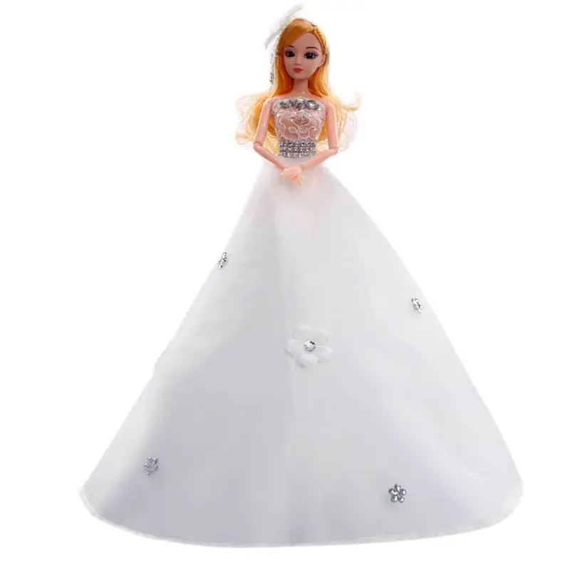 

Wedding Dress Doll Snow White Beautiful 3D Real Eyes Creative Handmade Decoration For Girls Birthday Gifts