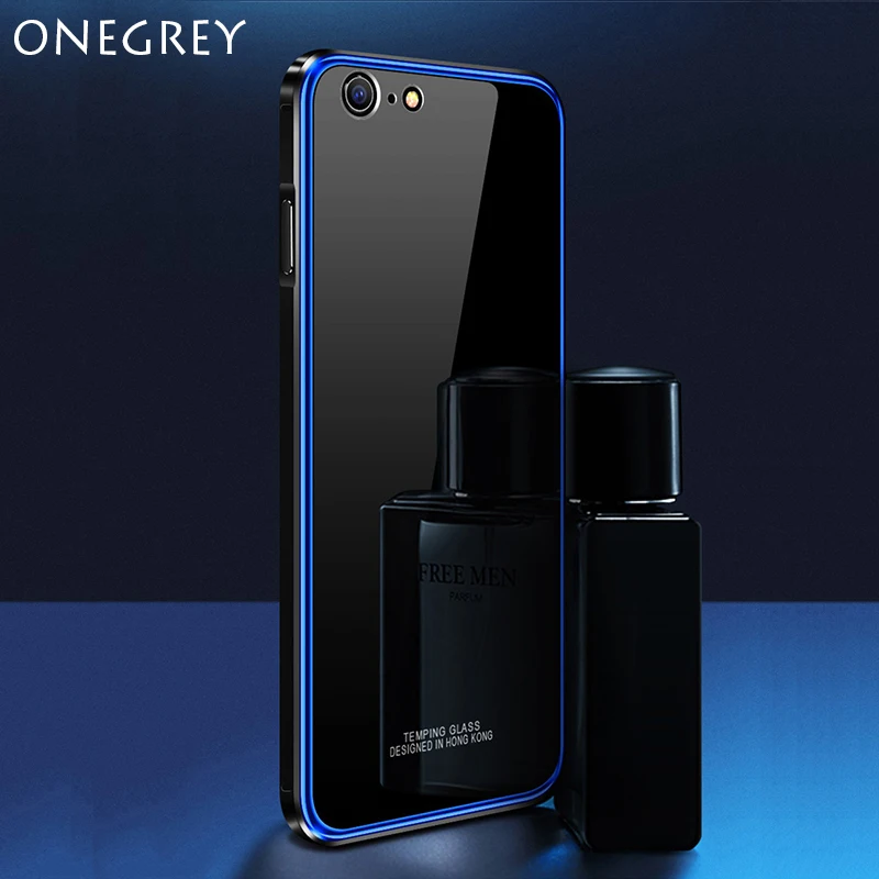 Metal Bumper Case for iPhone 6 6S Plus Luxury Plating Aluminum Frame Hard Tempered Glass Thin Back Cover Iphone S Coque |