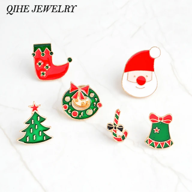 qihe jewelry brooches and pins christmas pins christmas tree wreath stocking bells santa brooches christmas decoration - Christmas Pins qihe jewelry brooches and pins christmas pins christmas tree wreath stocking bells santa brooches christmas decoration - Christmas Pins
