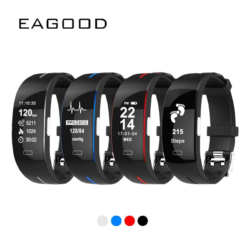

EAGOOD New Smart Wristband ECG+PPG Blood Pressure Heart Rate Monitor Pedometer Sports Smart Bracelet Women Men Girlfriend Gift