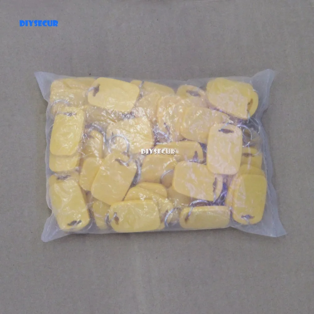 DIYSECUR 50 шт./лот для контроля доступа использовать 125 кГц RFID Близость ID карты брелоки желтый цвет