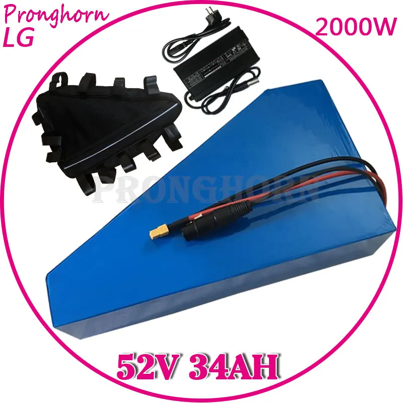Free Customs Duty 2000W 51.8V 34Ah Battery 52V 34Ah Triangle E Bike