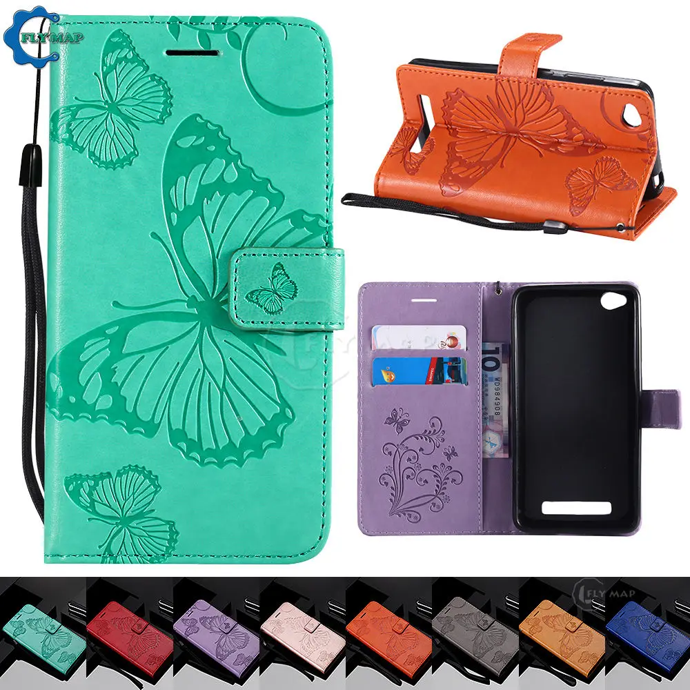 Flip Case for Xiaomi Redmi 4A 4 A Redmi4A Butterfly Wallet Case Phone Leather Cover for Xiaomi Redmi A4 Red mi 4A Hongmi4A Capa