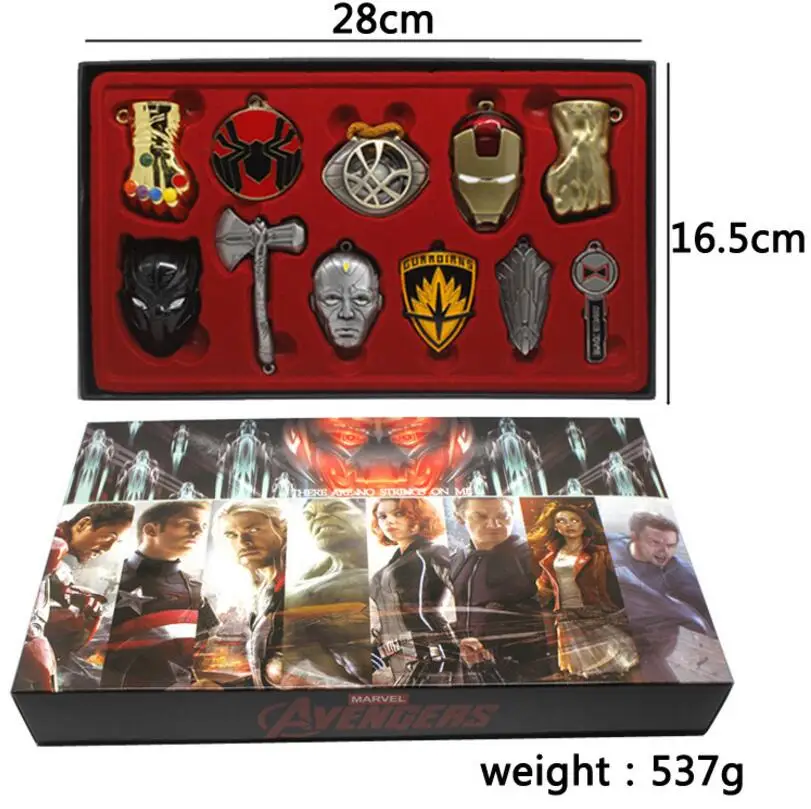 

Marvel Avengers 3 Infinity War Thanos Glove Infinity Gauntlet Keychains Iron Man Mask Hulk Thor Hammer Cosplay Keychain Toys