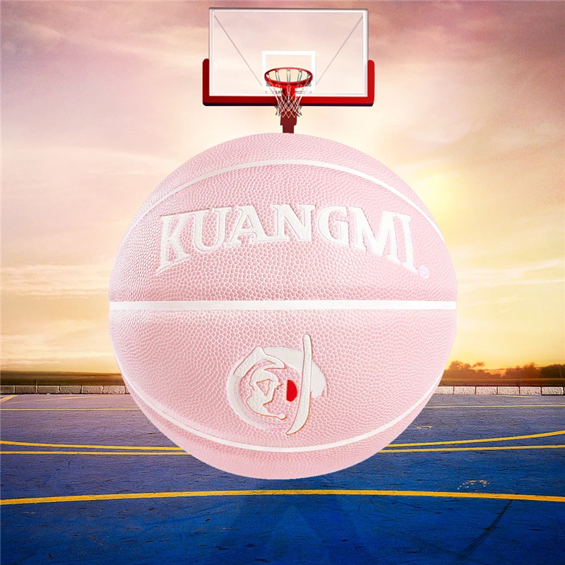 

Beautiful Pink Basketball Ball Official Size 7 PU Leather Outdoor Indoor Basketballs For Female Women Girls Training