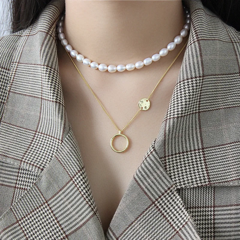 LouLeur 925 серебряное круглое ожерелье с вогнутой выпуклой поверхностью летняя Подвеска Ожерелье для женщин модное ювелирное изделие