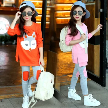 

2018 Spring Autumn Sport Suits Girls Clothing Set Fashion T-shirt + Leggings Children Clothes 2 Pieces Sets