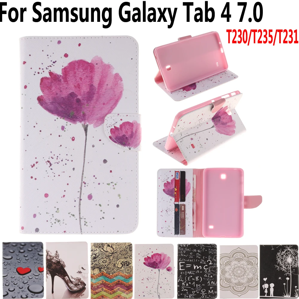 

Tablet Cover Case for Samsung Galaxy Tab 4 7.0 T230 T231 T235 Print Pu Leather Magnet Case with Stylus Pen for Samsung Tab4 7.0