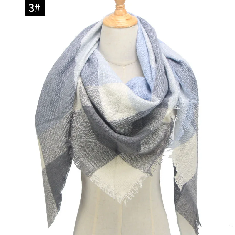 

Oversize New Women's Winter Triangle Scarf Plaid Warm Cashmere Scarves Female Shawls Pashmina Lady Bandana Wraps Blanket hijab