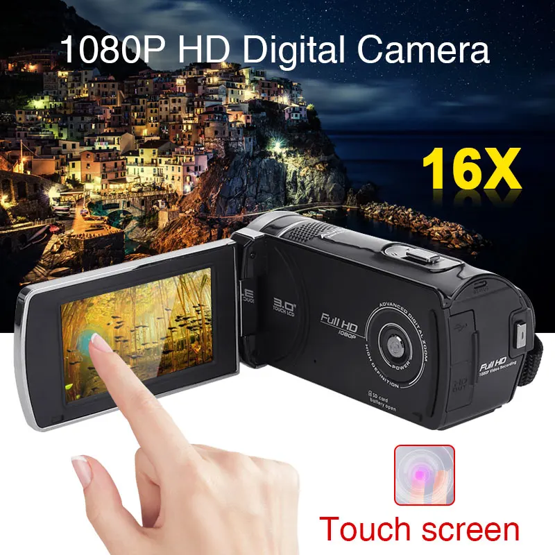 

3'' LCD 1080P 5MP 16X ZOOM Camcorder Camera DV DVR Party Digital Handheld Face Detect Touch Screen Beauty Face