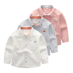 Весенняя рубашка с длинными рукавами для маленьких мальчиков; рубашки для малышей; хлопковая детская одежда; одежда для маленьких