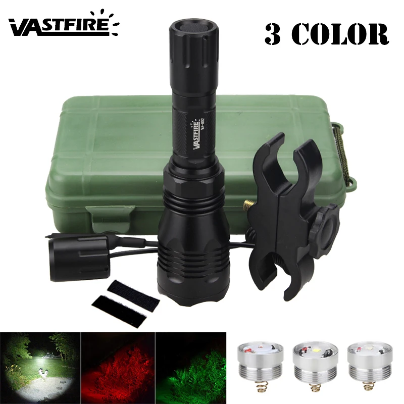 VASTFIRE L2 белый/T6 зеленый/XPE красный охотничий фонарь наружный водонепроницаемый