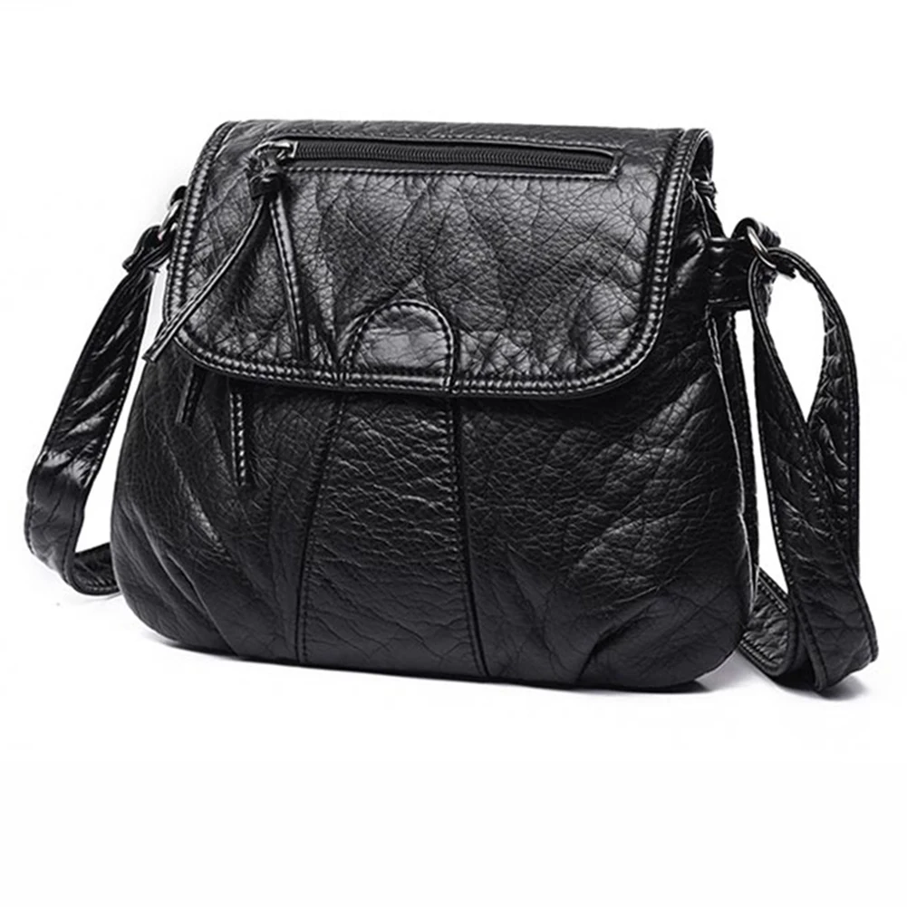 JHD сумка на плечо ретро простая сумка кожаная сумка мягкая мытая дикая женская модель диагональная посылка маленькая квадратная посылка - Цвет: Black
