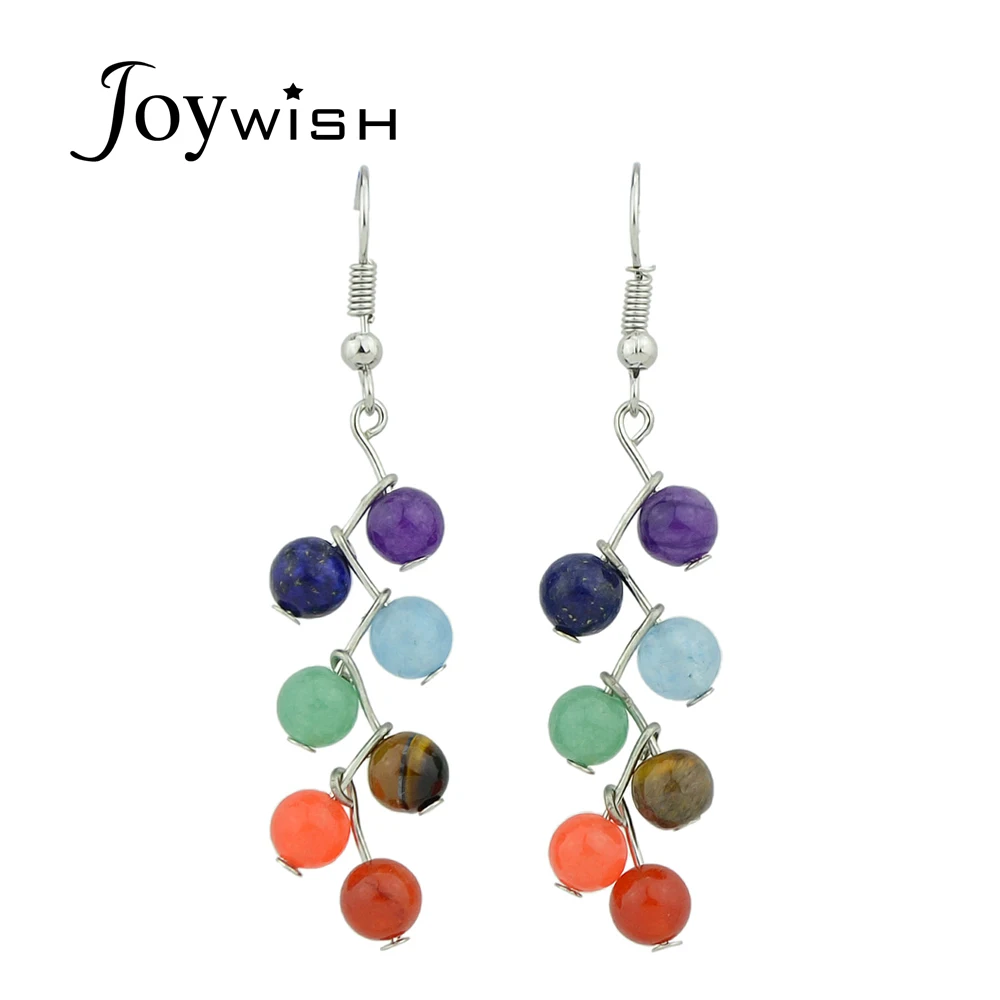Joywish Boho Серьги серебро Цвет с ful Бусины Кристалл Геометрическая Форма Висячие