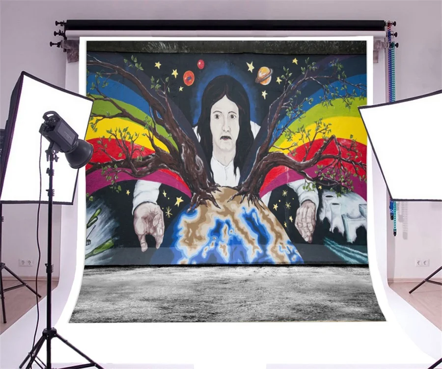 Laeacco Europe Spring Graffiti Berlin Wall Scenic Photography Backdrops Vinyl Photo Backdrop Custom Backgrounds For Photo Studio