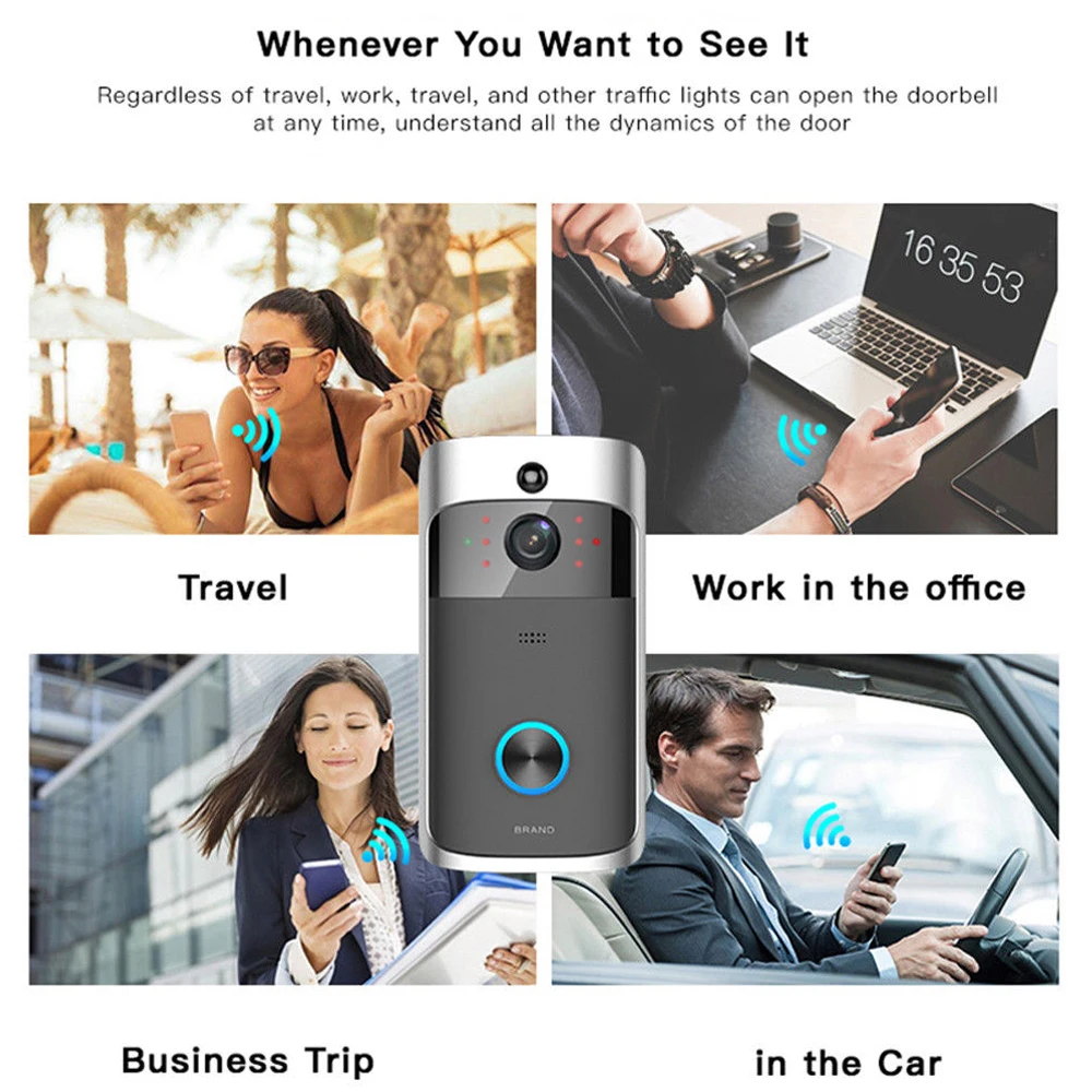 Беспроводной умный дверной звонок, камера, Wi-Fi, удаленное видео для домашней безопасности, дверной звонок, телефон
