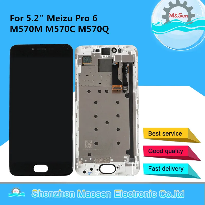 Pаспродажа M Sen для 5,2 Meizu Pro 6 M570M M570C M570Q ЖК дисплей + сенсорная панель дигитайзер с рамкой для Pro6 AMOLED дисплей