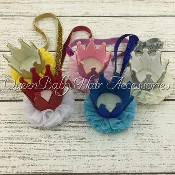 

20pcs/lot Baby Glitter Felt Crown Headband New Borns Glitter Headband Baby Girls Birthday Crown Kidocheese