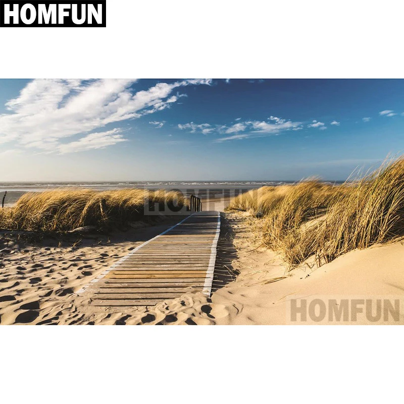 HOMFUN Full Square/Round Drill 5D DIY Diamond Painting &quotSeaside beach&quot Embroidery Cross Stitch Home Decor Gift A02088 | Дом и сад