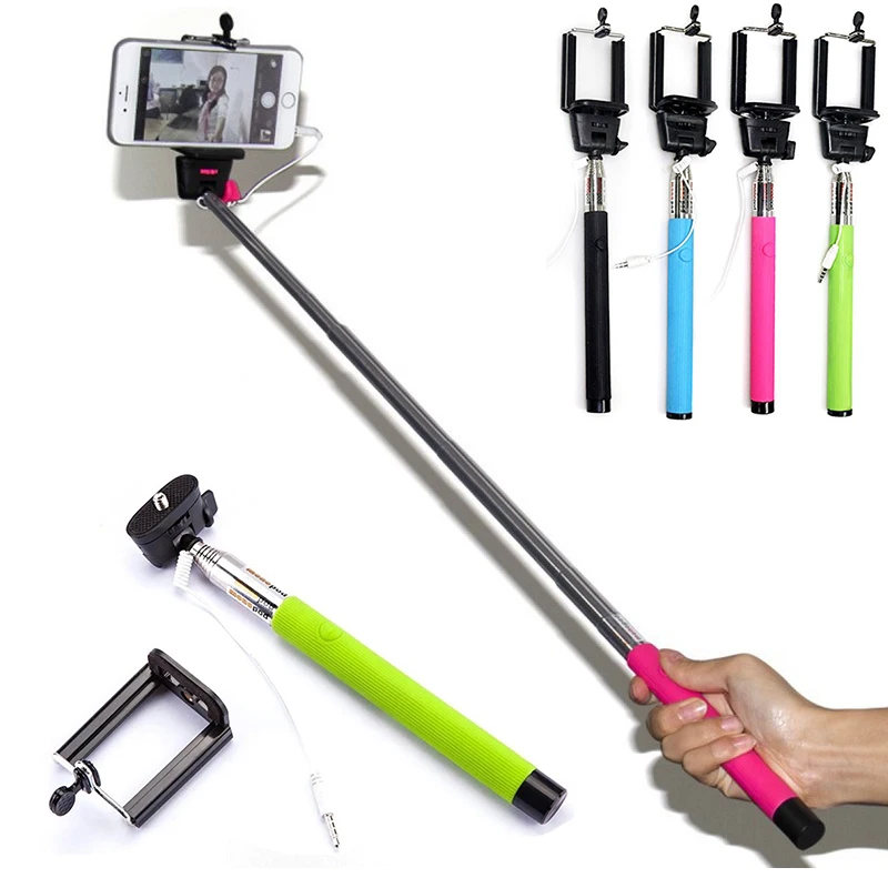 

Hot Z07 mini wired portable selfie stick 20cm-105cm extendable mini monopod with 1/4" screw clip for android iPhone gopro hero