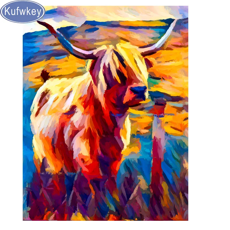 

mazayka,Diamond Painting,Highland Cow,Square Rhinestones,Diamond Embroidery,Cross Stitch,mosaic diamond wall pictures,home decor