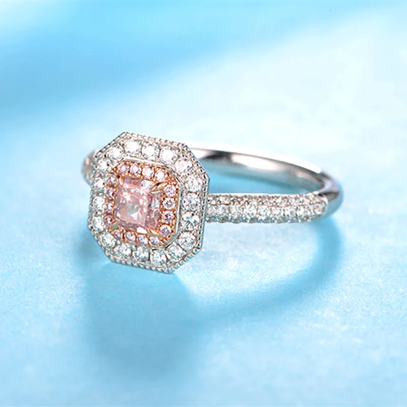 Фирменное обручальное кольцо ZOCAI, Настоящее натуральное GIA сертифицированное Главное Кольцо 0,36 карат, необычное розовое/SI1, 18 К, белое золото(AU750), обручальное кольцо