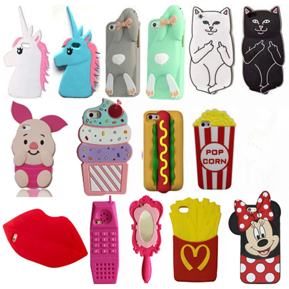 3D Cartoon Minnie Cat Coffee Cup Unicorn Soft Silicone Cover For iPhone 5 5s SE 5C 6 6s 7 8 Plus X XR Xs Max Phone Cases Coque