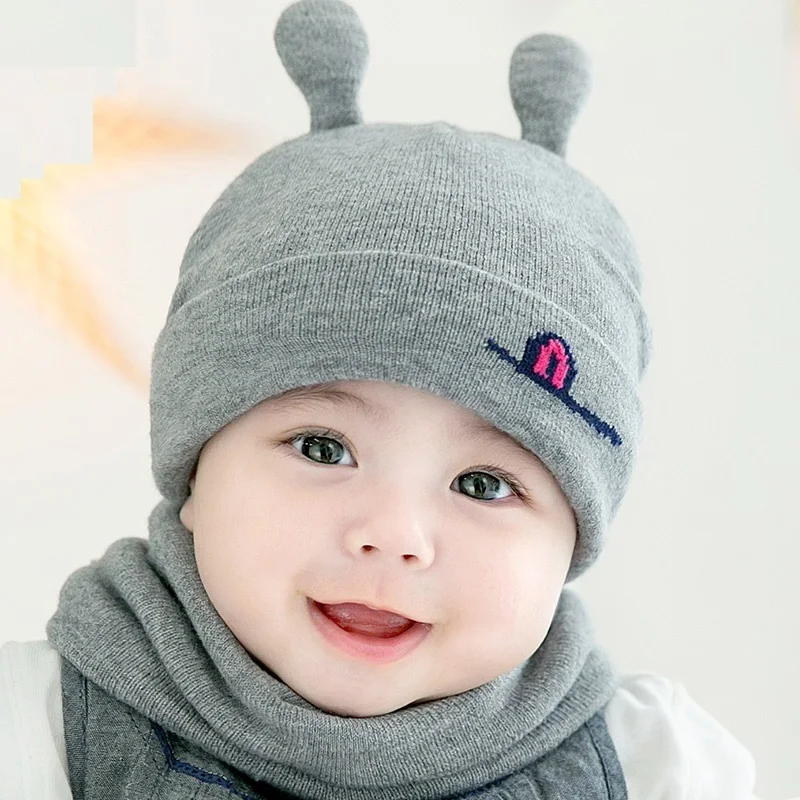 2 шт./компл. вязаный для новорожденных шапки и шарфа для детей снуд для детей(мальчиков и девочек), осень-зима теплая вязаная шапочка и снуд - Цвет: gray
