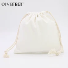 OIVEFEET, 100 шт, простая натуральная хлопковая сумка на шнурке, хлопковые муслиновые мешки, Экологичная многоразовая сумка на шнурке, индивидуальный логотип