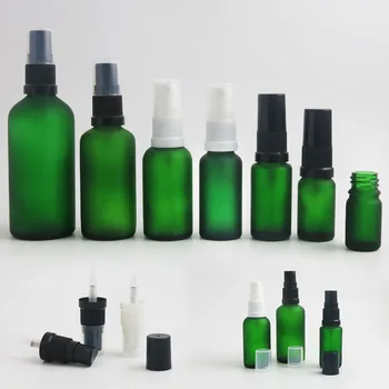 

10 x 5ml 10ml 15ml 20ml 30ml 50ml 100ml Essential Oil Green Frost Glass Bottles With Sprayer For Liquid Reagent Pipette Portable