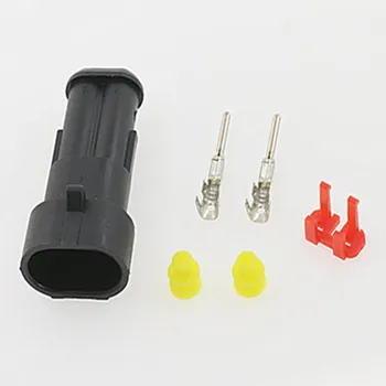 

100pcs/lot Tyco 2 Pin/Way Male Superseal AMP Auto Sealed Wire Harness Connector Plug 282104-1