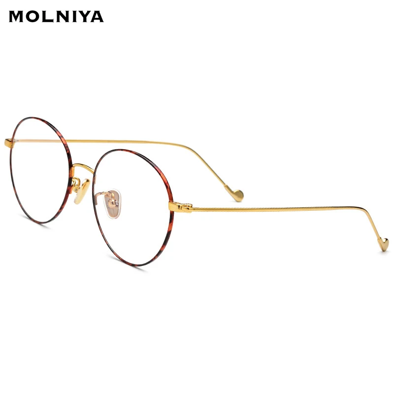 

Pure Titanium Glasses Frame Men 2019 Light Vintage Round IP Ultralight Eyeglasses Women Optical Frames Eyewear