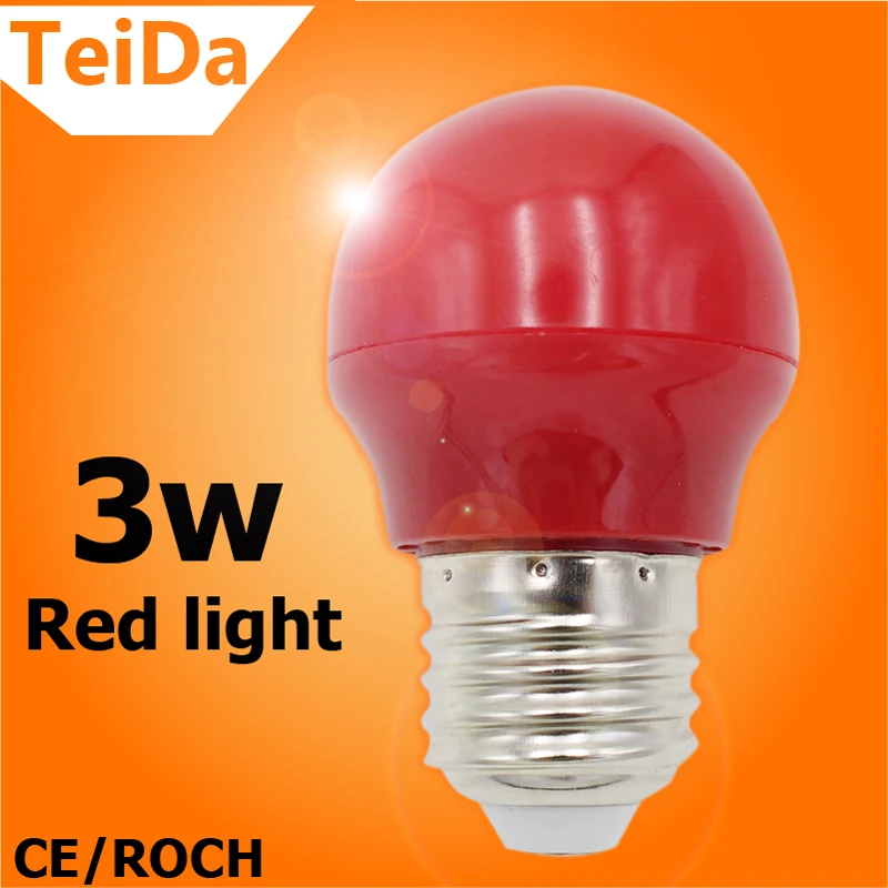 2016 New Arrival LED RED Bulbs E27 3W 180 265V Energy saving Low Price