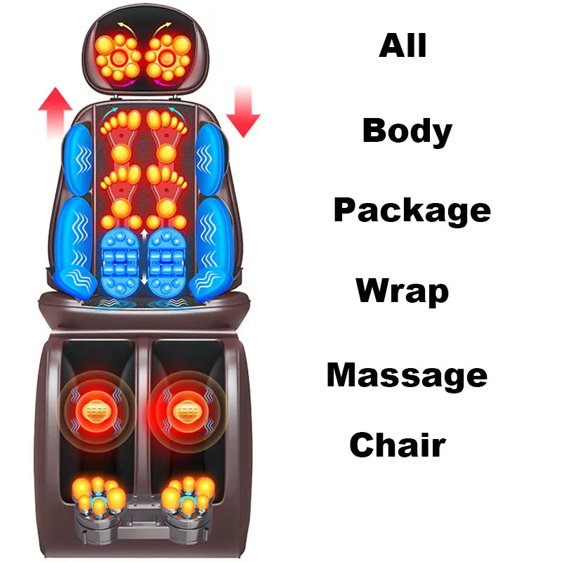 Cervical Neck Waist Back Shoulder Multifunction Body Shake Massage Cushion Home Body Wrap Copper Core Electromechanical Thick PU - Цвет: Coffee