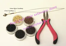 5000pcs Silicone Nano rings 1pcs three hole plier 1 pcs NanoRings hook needle for NanoRings hair