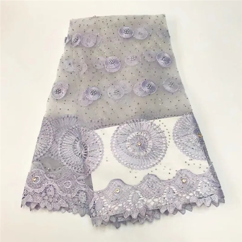 2017 African French Net Lace Latest Laces Fabric Embroidered tulle With beads high quality | Дом и сад