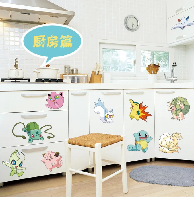 

Popular Game Pokemon Go Wall Stickers for Kids Rooms Cartoon Pikachu Wall Decal Art Mural Nursery Room Decor Gift
