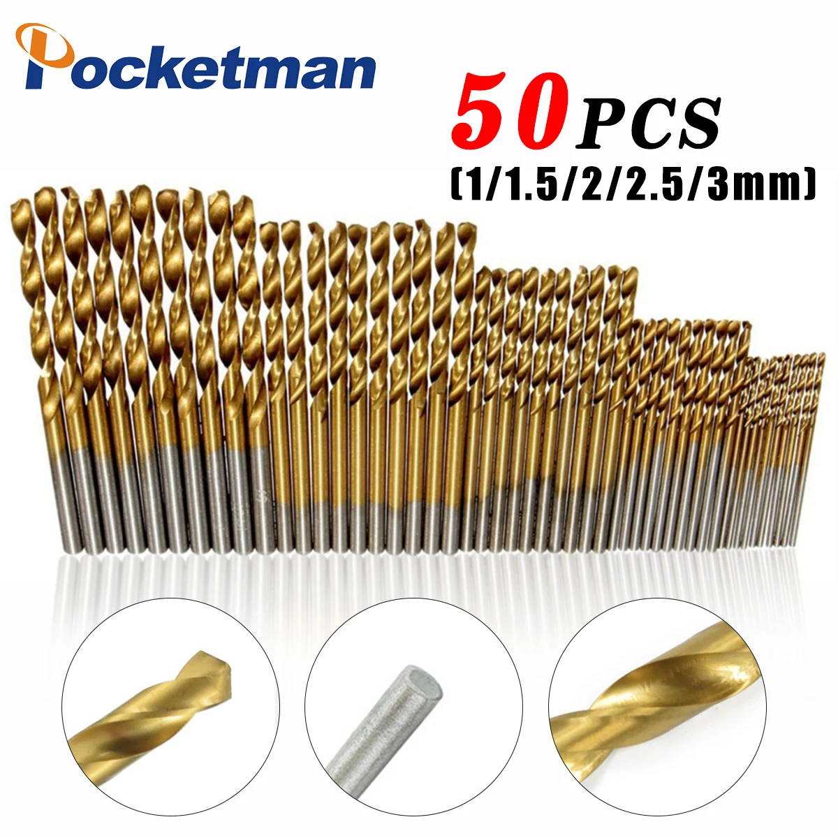 

50pcs/set High Quality Mini Twist Drill Bit HSS Titanium Coated Drill Bit Set Woodworking Metal Plastic Tools 1.5-6.5mm