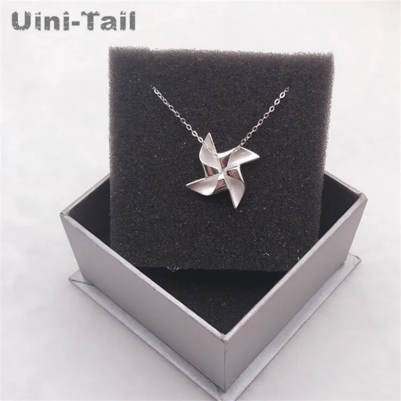 

Uini-Tail hot new 925 sterling silver windmill necklace female simple fashion sweet wild dynamic student creative jewelry GN738