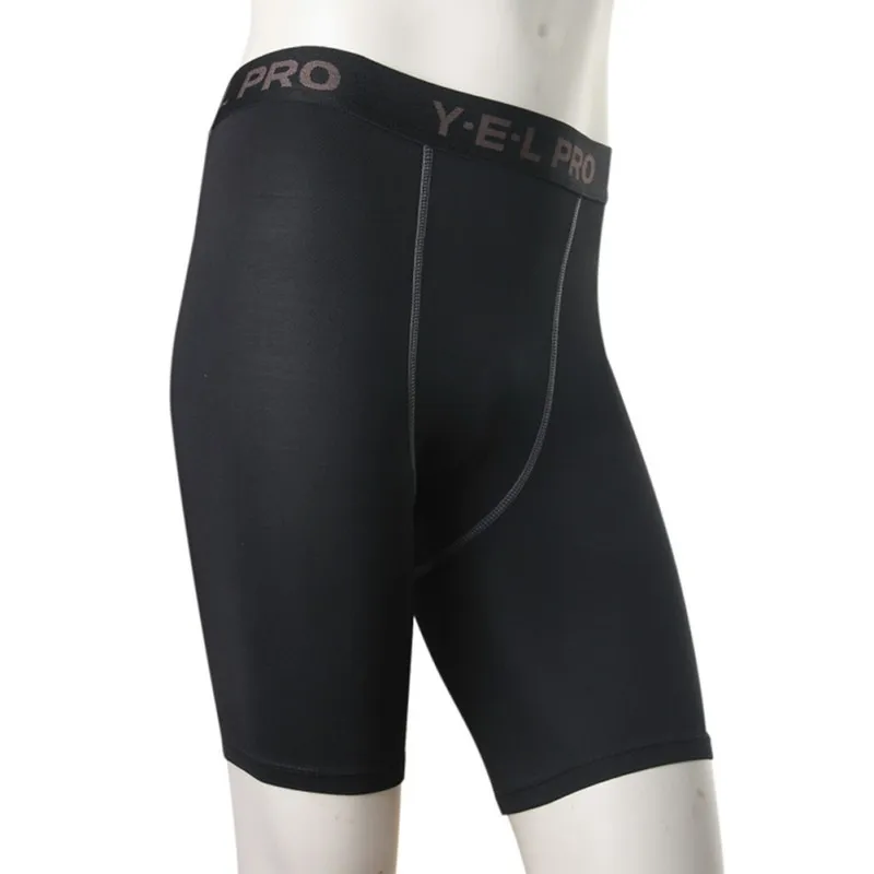 Мужские Термо компрессионные штаны для тренажерного зала, шорты, колготки для занятий спортом, фитнесом - Цвет: Черный
